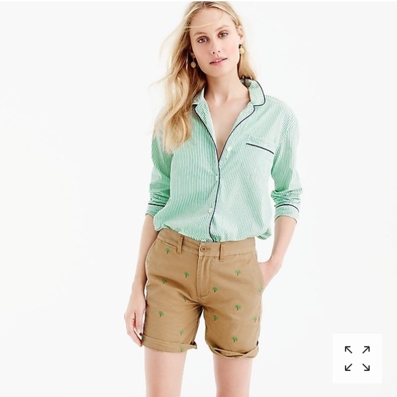 NWT J Crew Boyfriend chino shorts -embroidered 🌴 - Picture 1 of 7